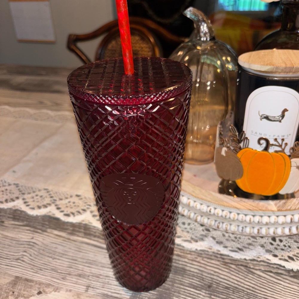 Starbucks Red Textured Tumbler with Straw